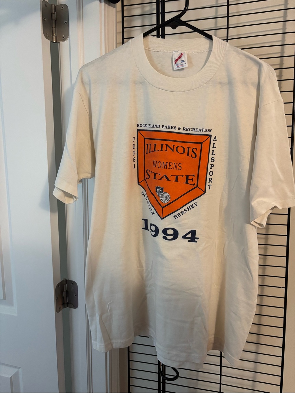 Vintage Illinois Women’s State Softball 1994 Graphic T-Shirt - Cream